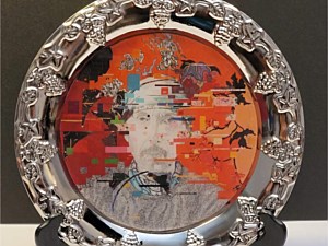 Self portrait - silver plate    